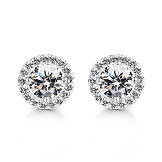 ต่างหูเงินสเตอร์ลิง 0.5ct /1ct/2ct สี Moisanite Stud earrings