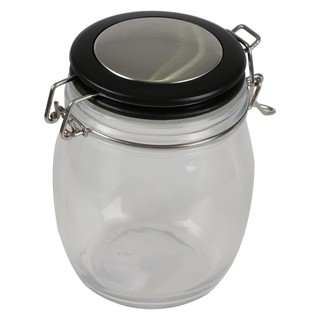 ราคาพิเศษ!! ขวดโหลแก้วกลม-M ฝาสปริงขอบดำ ขวดโหล ROUND GLASS CANISTER WITH SPRING LID M BLACK