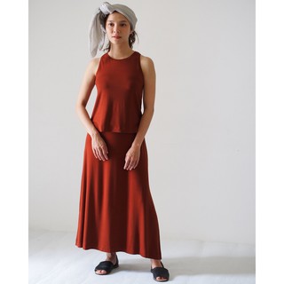 ByTheSea Maxi A Skirt with Slit - Chocolate - Freesize