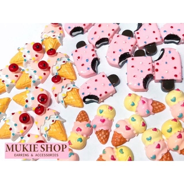 Mukie shop DIY เรซิ่น ไอศกรีมโคน ไอศกรีม ไอติมจิ๋ว แพ็ค 10 ชิ้น มุกี้ ช้อป