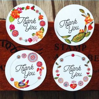 กดขั้นต่ำ2แผ่น สติ๊กเกอร์ Thank you Letter Sticker Handmade Package ฉลากสินค้า ของชำร่วย ป้ายสติกเกอร์ ดอกไม้ ไดคัท