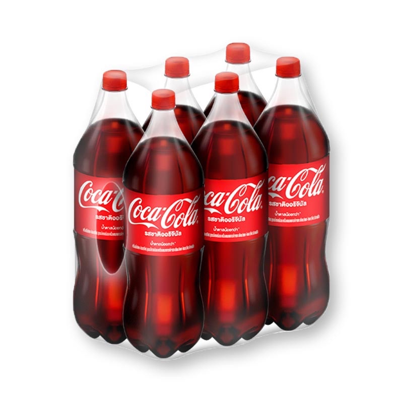 Coca Cola โค้ก น้ำอัดลม รสชาติออริจินัล สูตรน้ำตาลน้อยกว่า ขนาด 1.9 ลิตร x 6 ขวด