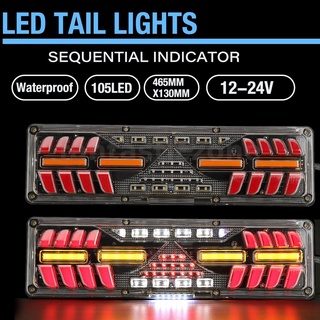 Fantasticzone ไฟเลี้ยว ไฟเบรกท้าย LED 12-24V 105 อุปกรณ์เสริม สําหรับรถบรรทุก 2 ชิ้น