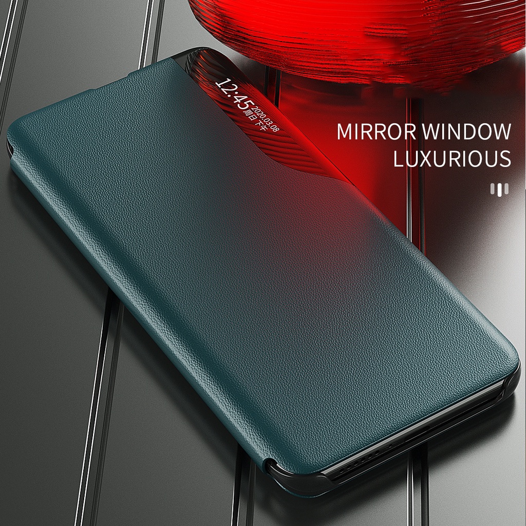 VIVO Y15A/VIVO Y15S/VIVO Y76(5G) BRACKET COVER WINDOW SMART VIEW PU LEATHER MAGNETIC FLIP CASE