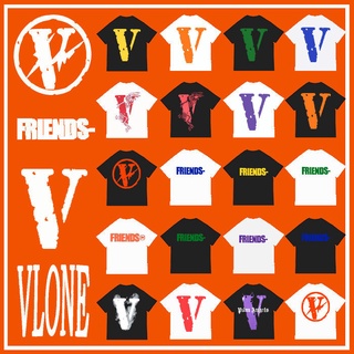 เสื้อยืดVlone short-sleeved back big v classic joint friends Bieber the same oversize loose shirt tees