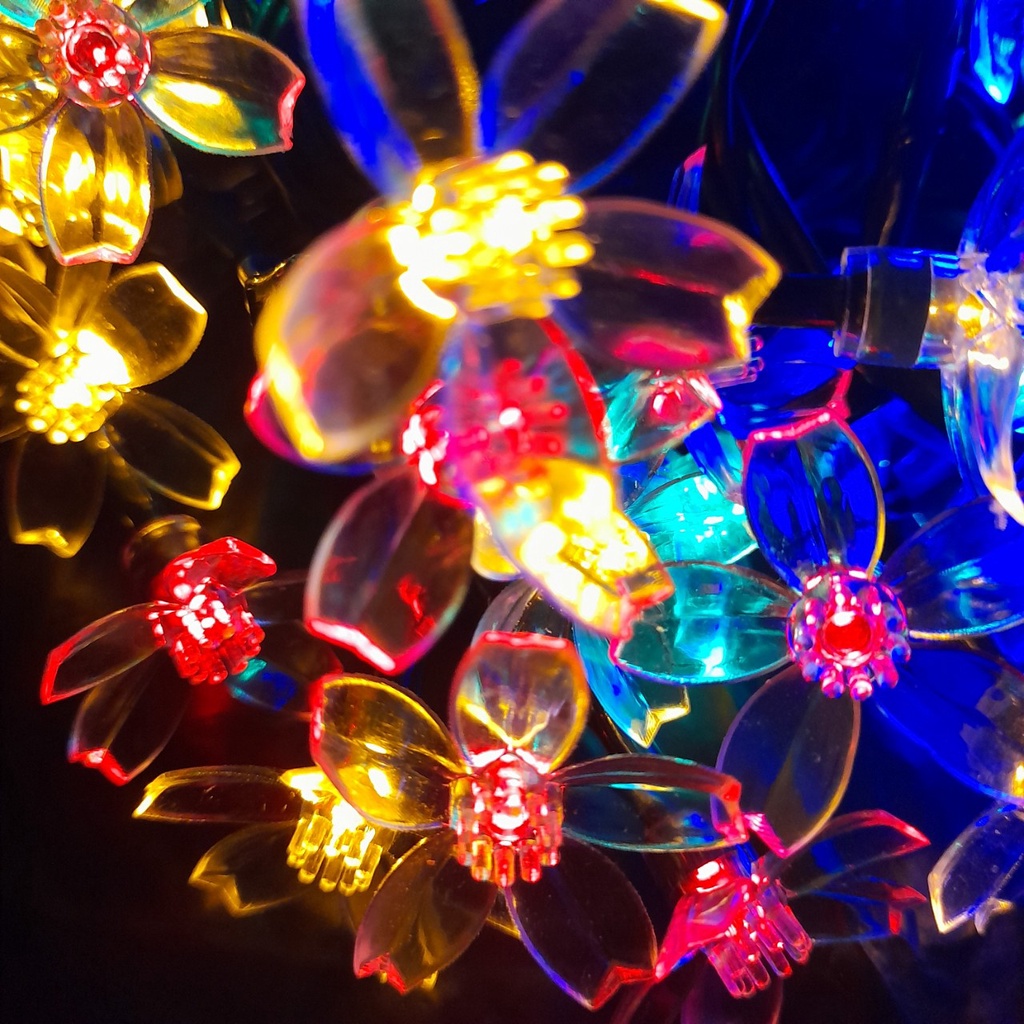 [ดอกพีช] ไฟกระพริบโซล่าเซลล์ ไฟศาลพระภูมิ ไฟโซล่าเซลล์ Solar String Light ไฟกระพริบ ประดับนอกอาคาร ประดับสวนหย่อม