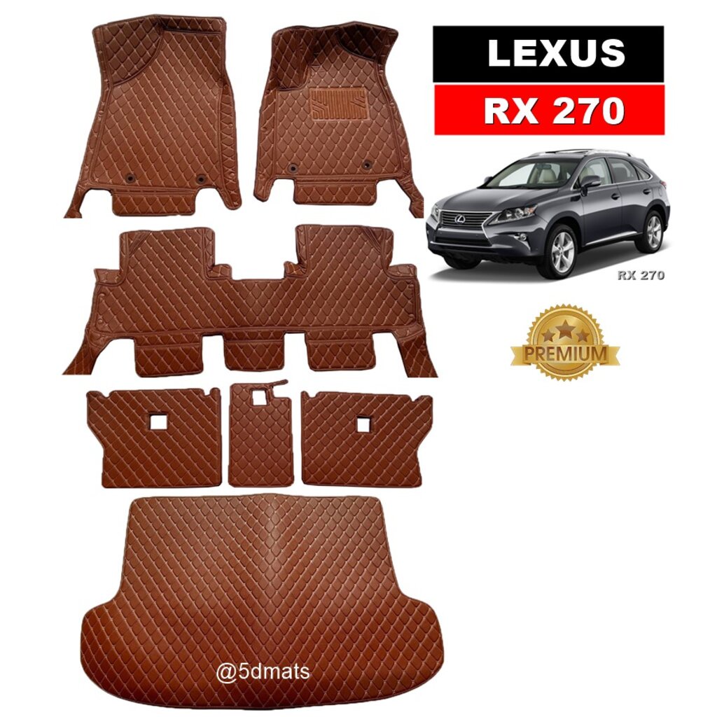 พรมปูพื้นรถยนต์ 6D LEXUS RX270 (ปี2009-11) พรมหนัง6D เกรดA 12มิล รวมแผ่นท้าย ปิดเบาะ เต็มคัน 7ชิ้น