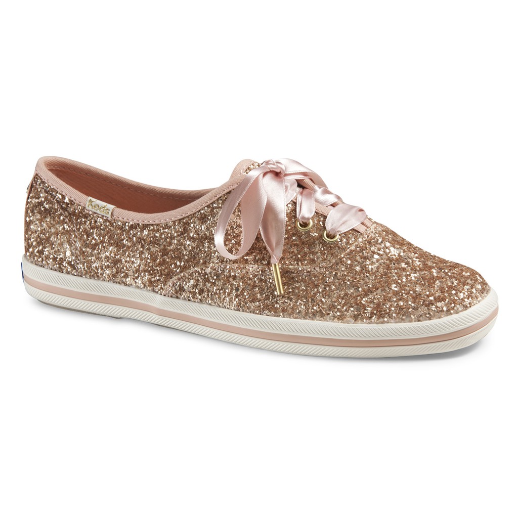 รองเท้า KS แบบผูกเชือก GLITTER กลิตเตอร์ สีโรสโกลด์ GOLD KEDS ROSE ผ้าใบผู้หญิง WF52991 CHAMPION