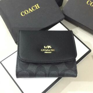 กระเป๋าสตางค์ coach ใบสั้น 3พับ ขนาด 4.5 นิ้ว งานเกรดพรีเมี่ยมปั้มทุกจุด ติดโลโก้ปั้ม wallet bag โค้ช