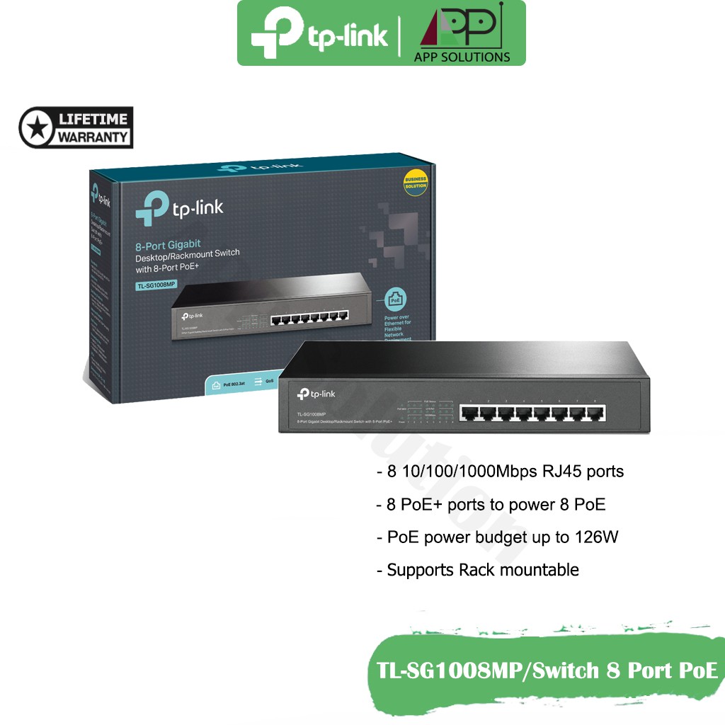 TP-LINK Switch(สวิตซ์ฮับ)Gigabit 8 Port(POE) รุ่นTL-SG1008MP(ประกันLifetime)