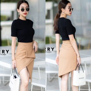 เซต เสื้อแขนสั้น สีดำ กระโปรงสั้น ทรงสวย เรียบหรูดูดีมากๆค่ะ