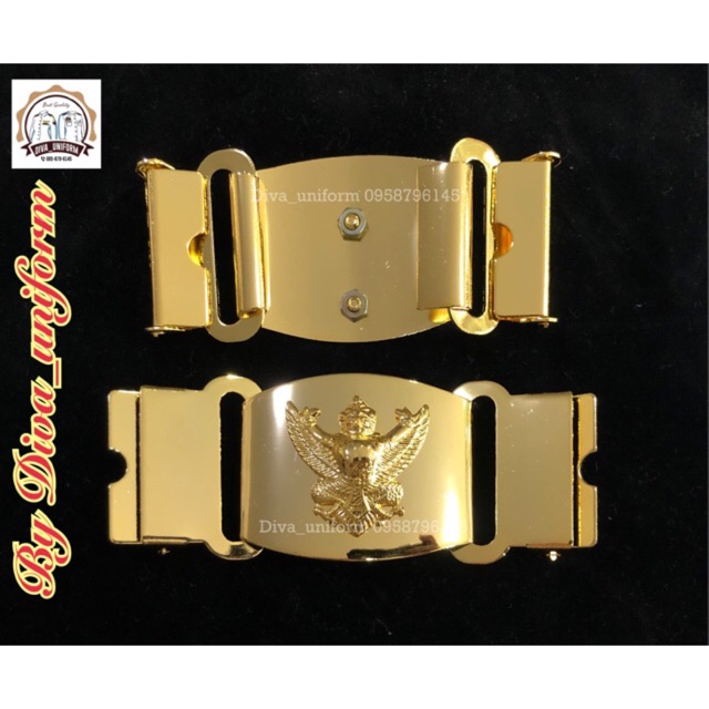 หัวเข็มขัดครุฑ ทองเหลืองชุบทอง,ขัดเงา