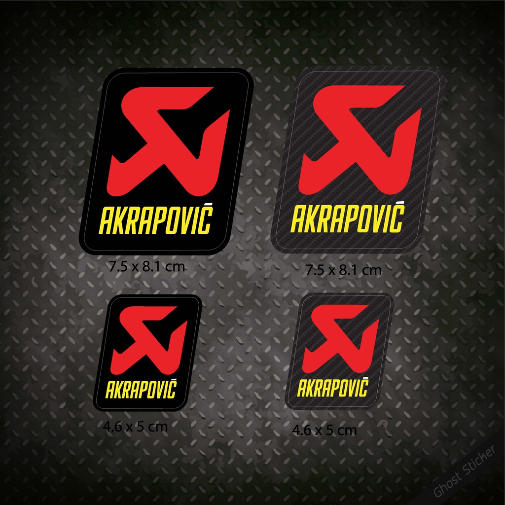 สติกเกอร์ AKRAPOVIC งานพิมพ์ สีดำ และ ลายคาร์บอนเคฟล่า สติกเกอร์แต่งรถ สติกเกอร์แต่งมอเตอร์ไซค์ แบบ2