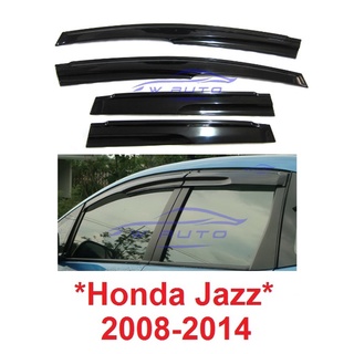 กันสาดประตู ทรงมูเก้น Honda Jazz  2008 - 2014 Windshield Visor MUGEN STYLE  รถยนต์ ฮอนด้า แจ๊ส สีดำทึบ กันแดด บังแดด