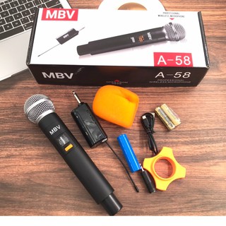 ไมค์ลอยเดี่ยว MBV A-58 ไมโครโฟน ไร้สาย ไมค์ลอยพกพา เสียงดี WIRELESS MICROPHONE UHF