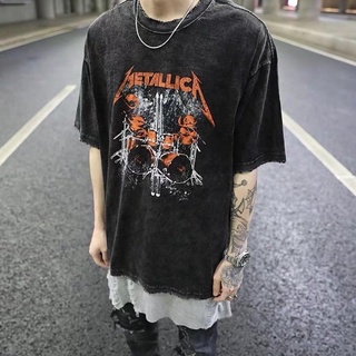 เสื้อยืดโอเวอร์ไซส์เสื้อยืดผู้ชายโอเวอร์ไซส์ เสื้อฮิปฮอป metallica ยังโอม มาใหม่ ฮิต2022 hot saleS-3XL