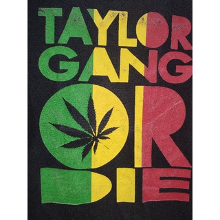 เสื้อยืดมือสอง Usa TAYLOR GANG OR DIE ค่ายเพลง Wiz khalifa สายเขียว Size M.อก20/ยาว27.5