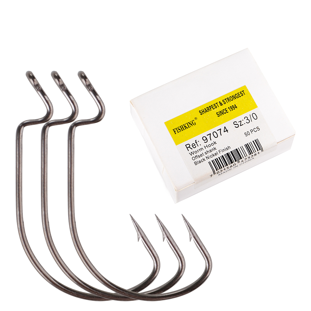 50pcs Offset Fishing Hook Fishing Accessories Ringed High Carbon Steel Barbed Hook Lure Abrasion Res