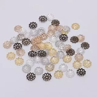 ลูกปัดซากุระ3มิติ 7-9มม. โลหะผสมสีเงิน-ทอง 200ชิ้น สำหรับ DIY สร้อยข้อมือ-สร้อยคอ