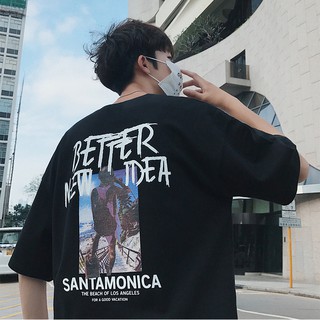 เสื้อลำลองโอเวอร์ไซส์ เสื้อยืดแฟชั่นสไตล์เกาหลีBetter สีดำ/ขาว