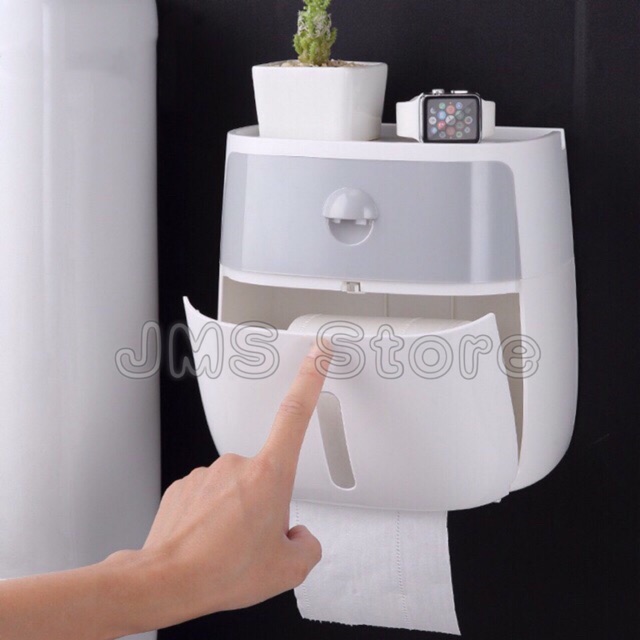 ECOCO กล่องใส่ทิชชู กันน้ำ ติดผนังไม่ต้องเจาะ E1804 รูปที่ 2
