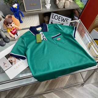 Gu cci Polo Tee เสื้อโปโล คอปก ลำลองแขนสั้น ลายเรียบ