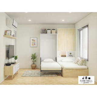 เซตเตียงพับ Wall bed 3 ฟุต + ทาทามิเบด 3.5 ฟุต 3in1 (เตียงใหญ่/เตียงเล็ก/โซฟา)