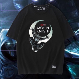 เสื้อยืดแขนสั้น ผ้าฝ้าย ทรงหลวม พิมพ์ลาย Marvel Moon Knight พลัสไซซ์