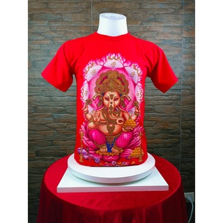 เสื้อยืด ลายพระพิฆเนศนั่งเสวยอาหาร ผ้าคอตตอน 100 % สีสวยสวยสดใส ใส่ได้ทั้งผู้ชายและผู้หญิง เสื้อใส่ทำบุญ เสื้อเที่ยว