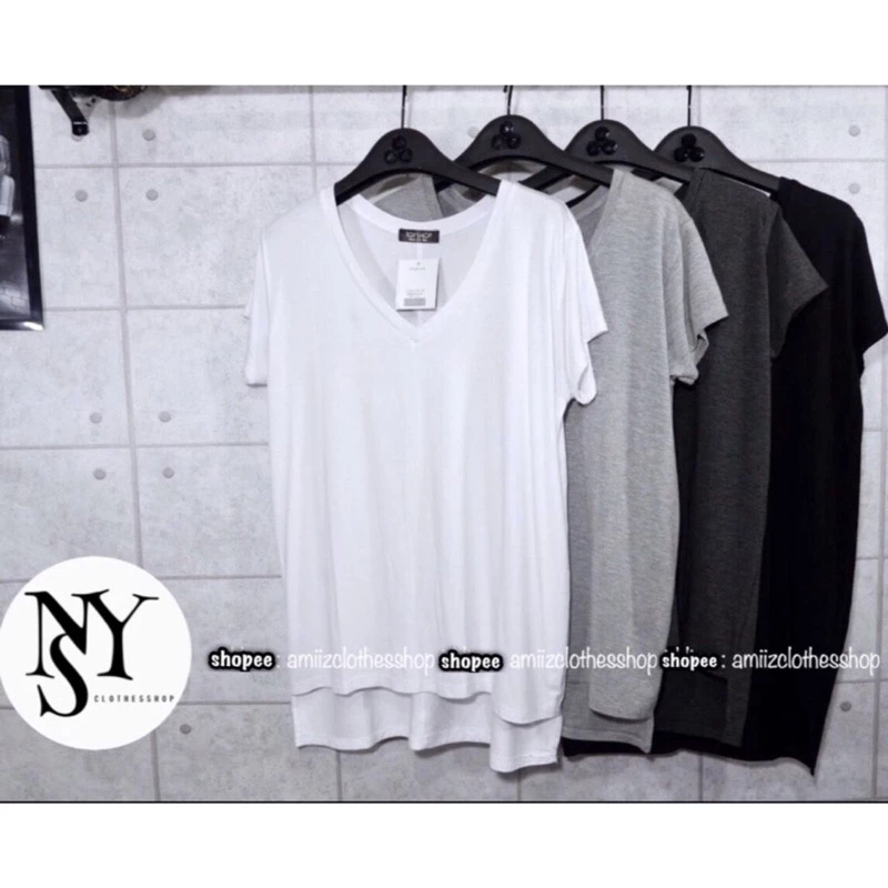 เสื้อยืดคอวี งานป้ายtopshop เสื้อแฟชั่นผู้หญิง