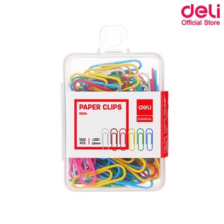 ลวดเสียบ Deli 0024 Paper Clip Color ลวดสีเสียบกระดาษ คลิปหนีบกระดาษ คลิปสี บรรจุ 100ตัว/กล่อง คลิป ลวดเสียบกระดาษ