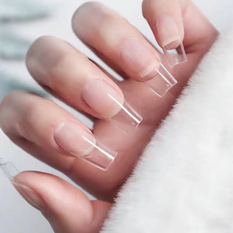 🌸พร้อมส่ง🌸เล็บปลอม pvc บางเฉียบไร้รอย ขุ่นไม่ต้องขัด ไม่แตกหักง่าย เหลี่ยมยาว บัลเล่ต์ เหลี่ยม กล่องละ500ชิ้น