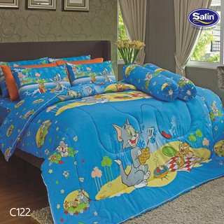 Satin Junior ผ้าปูที่นอน 6 ฟุต  5 ชิ้น (ไม่รวมผ้านวม) No.C122 Tom&amp;Jerry