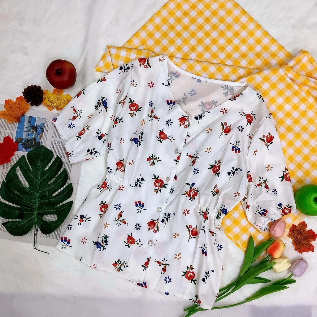 เสื้อเชิ้ตผญ เเฟชั่นเกาหลี เเขนสั้นผญ เเฟชั่นผญ เสื้อลายดอก227#