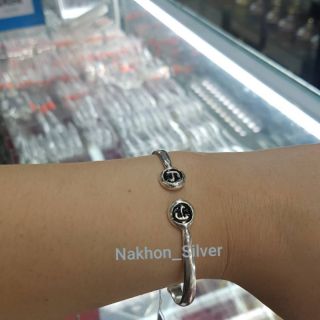 พร้อมส่ง แถมถุงผ้ากำมะหยี่! กำไลข้อมือเม็ดนะโม เงินแท้ งานสวย จากนครศรีธรรมราช