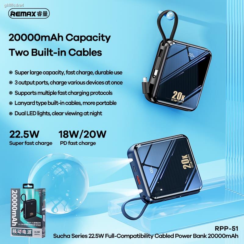 power Bankพาวเวอร์แบงค์✱[โค้ดORSE374 ลด15%] มีมอก.Remax พาวเวอร์แบงค์ แบตเตอรี่สำรอง 15000mAh รุ่น I