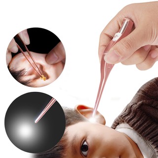 ไฟฉาย LED ไม้แคะหู WAX Remover ที่ทำความสะอาดหูแหนบหู Care เครื่องมือสีแดงกุหลาบ