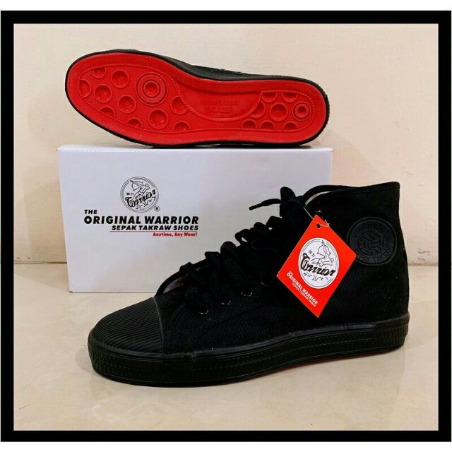 [WB-8B] WARRIOR High Cut Kasut Sepak Tak Hitam Warrior High Cut Sepak Tak Shoe Kasut Paki รองเท้าผ้า