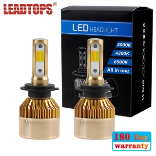 Leadtops 2 ชิ้น 3 สี 1 Led ไฟหน้ารถยนต์ H7 H11 H1 H3 H8 H9 H27 880 9005 9006 Hb3 Hb4 6000K 4300K 3000K ไฟหน้ารถ 12V 60W