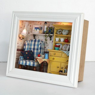 DIY Miniature Wooden Doll House 3D Photo Frame With LED Lights