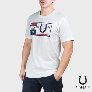 GALLOP : เสื้อยืดผ้าคอตตอนพิมพ์ลาย Graphic Tee รุ่น GT9097 สีขาว