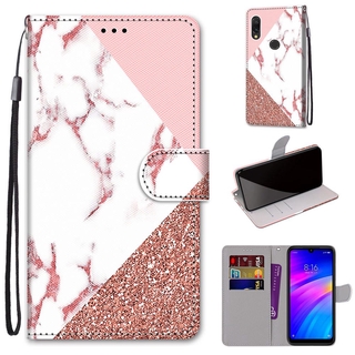 Fashion 3D Animal Painted Flip Cover Xiaomi Redmi 7 PU Leather Casing Xiomi Redmi7 Magnetic Buckle Wallet Case with Lanyard