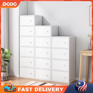DO 5 Tier Storage Cabinet with Door Wardrobe Cubit Drawer Organizer Kabinet Baju Book Rack Shelf White File Cabinet 收納櫃
