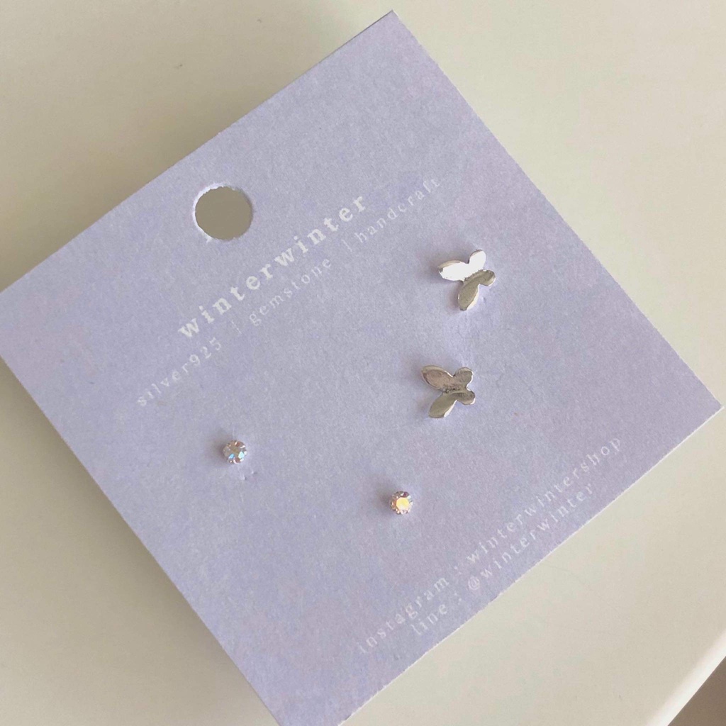 Winterwinter Jewelry Silver925 : เครื่องประดับเงินแท้ เงินแท้925 ต่างหูเซ็ต รูปผีเสื้อ น่ารักมาก - รูปที่ 4