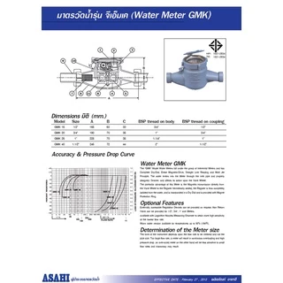 ASAHI มิเตอร์น้ำ2ชั้น ระบบแม่เหล็ก ขนาด1/2", 3/4", 1" ของแท้100% พร้อมส่ง!!