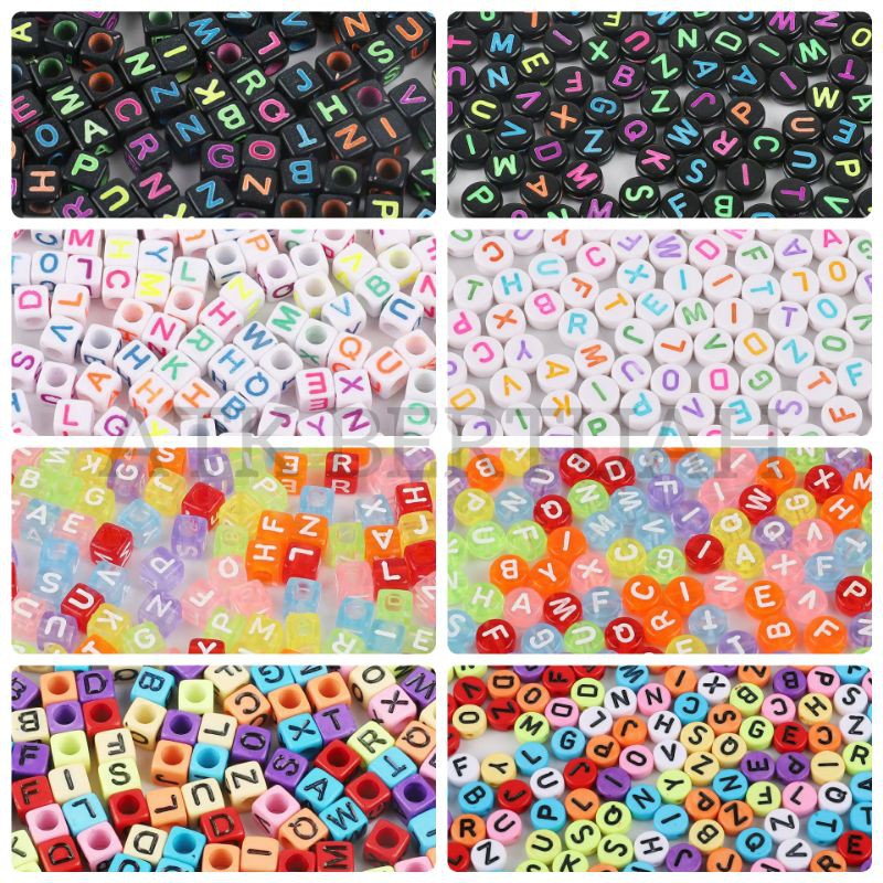 ตัวเลขตัวอักษร BEADS MUTE ROUND FLAT SQUARE LETTER BEADS