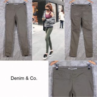 กางเกงทรงสกินนี่สีเขียว Denim &amp;Co