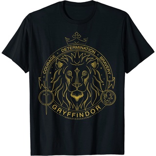 [S-5XL]เสื้อยืด ผ้าฝ้าย พิมพ์ลายสัญลักษณ์สิงโต Harry Potter Gryffindor Line