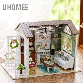 UHomee Diy บ้านไม้จิ๋วพร้อมฝาครอบกันฝุ่นสําหรับเด็ก