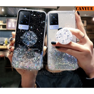 OPPO Reno6 Z Reno5 F (5G) Reno4 Reno3 Pro (4G) Reno 6Z 6 6Pro 5F 5 4 4Pro 3 3Pro Bling Glitter Sequins Silicone Case Luxury Foil Powder Soft Cover Crystal Protective Shine Phone Casing for Reno 6 5 4 3 pro 5F 6Pro 6z with Airbag Stand Popsocket